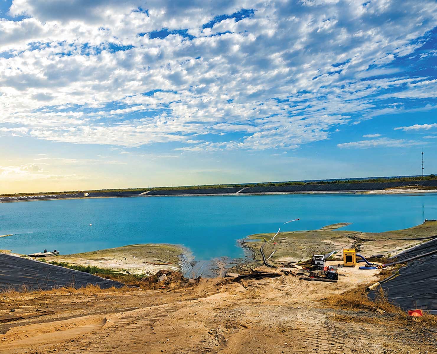 piney-point-2 Dredging equipment on the shoreline at the Piney Point project